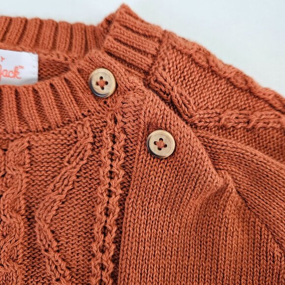 Cat & Jack Baby Unisex Cable Knit Sweater Button Shoulder 3-6M Rust Orange - Picture 3 of 8